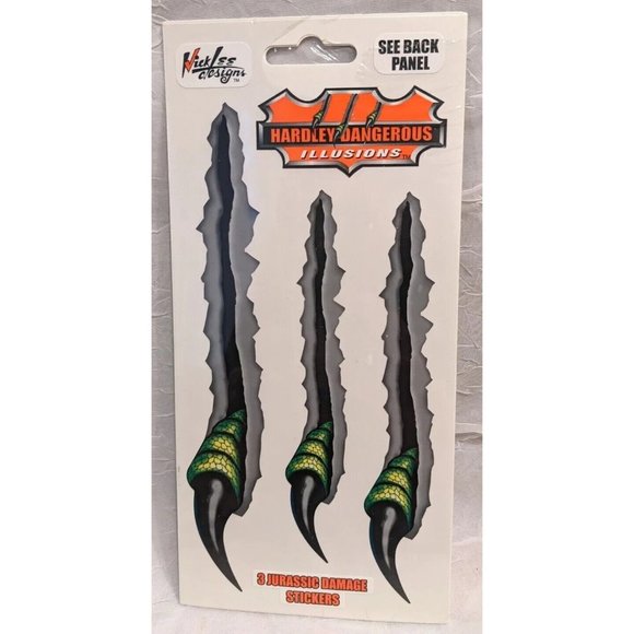 NWT Stickers Claws Jurassic Decal Car Damage Hardley Dangerous Dinosaur Y2K 2001 - Picture 5 of 8